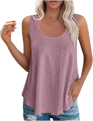 Womens Tank Tops Summer Sleeveless 2024 Casual Tunic Tops Crewneck Blouses Loose Fit Basic Shirts Trendy Clothes
