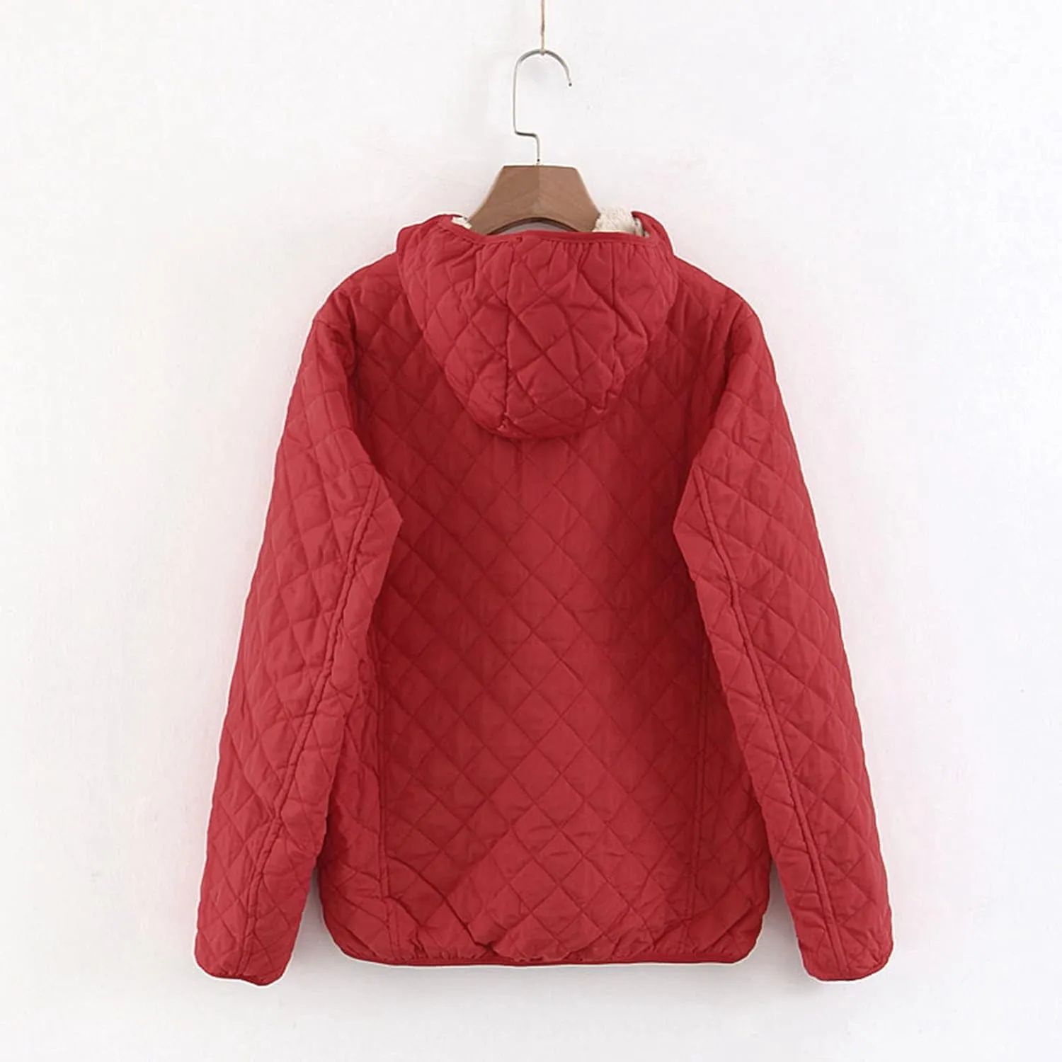 Womens Winter Quilted Lightweight Jacket Casual Hooded Long Sleeve Lined Fleece Coat Loose Comfy Daily Outing Outwear