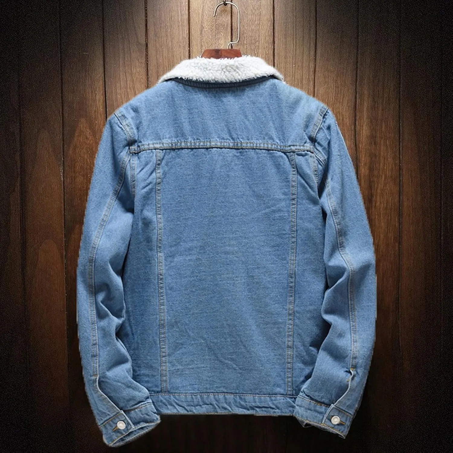 yardsong Men's Fleece Lined Denim Jackets Winter Warm Sherpa Jean Coats Notched Lapel Collar Button Down Trucker Outwear