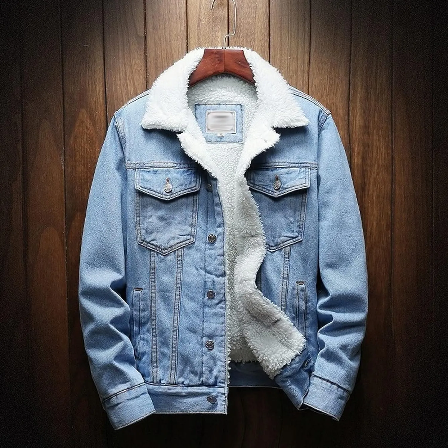 yardsong Men's Fleece Lined Denim Jackets Winter Warm Sherpa Jean Coats Notched Lapel Collar Button Down Trucker Outwear
