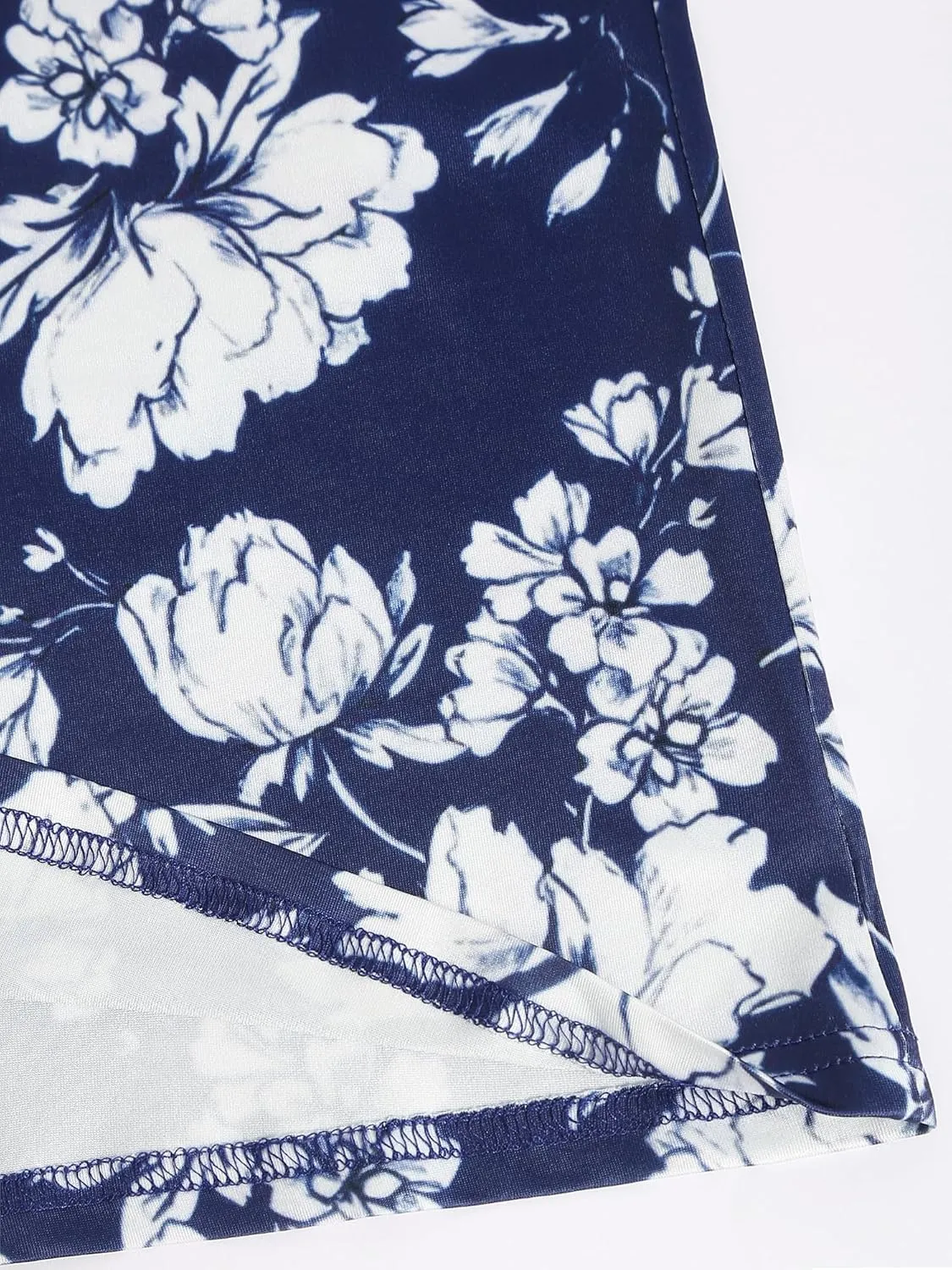 ZAFUL Women's Wide Leg Elastic Band Tied Pants High Waisted Printed Casual Palazzo Pants
